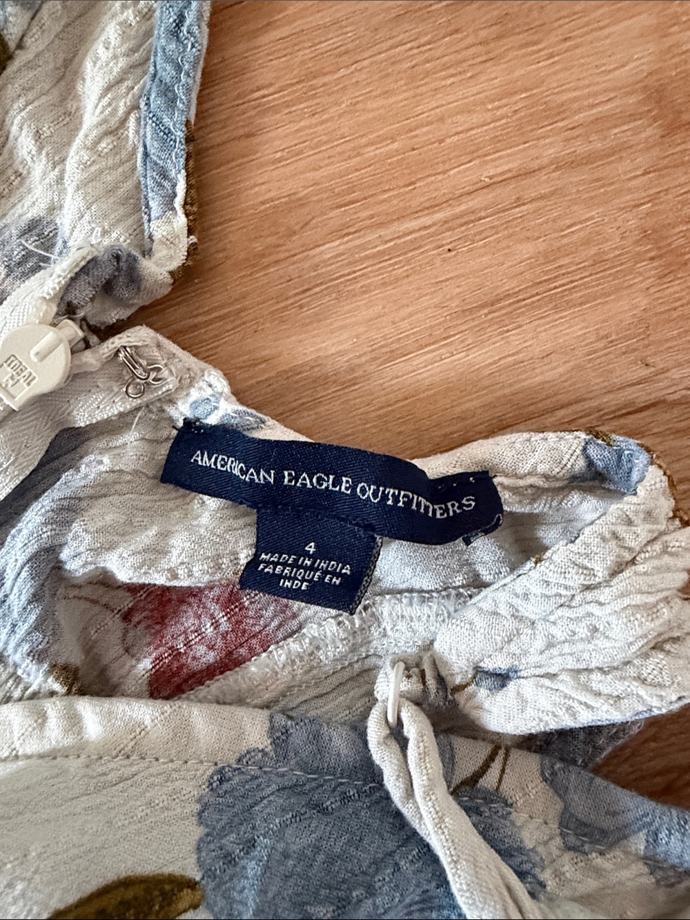 American Eagle Floral Wide-Leg with Slits Jumpsuit Ivory - Picture 3 of 3